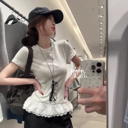 Áo Thun Ôm Body Nữ JUSTDUN E62 - Phối Vạt Bèo, Vải Cotton Mịn Êm Ái, Co Giãn Thoải Mái, Tôn Dáng 8