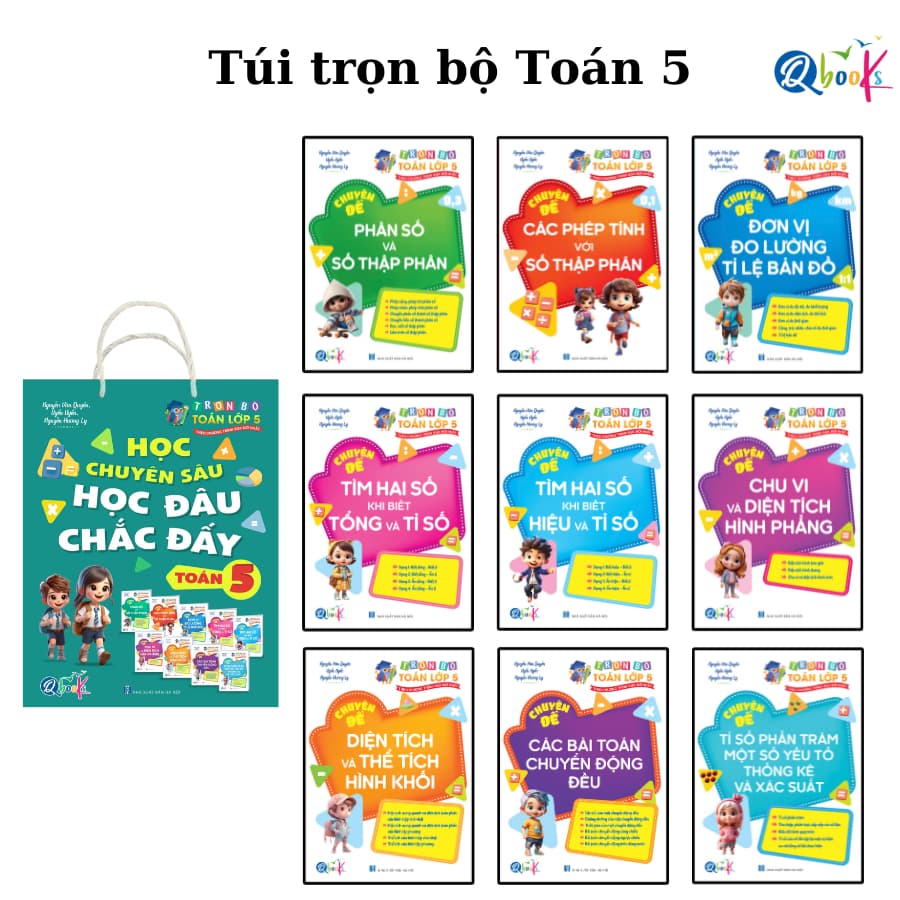 Sách - Túi Trọn Bộ Toán Học Chuyên Sâu - Học Đâu Chắc Đấy Lớp 5 - Cả năm ( 9 cuốn )