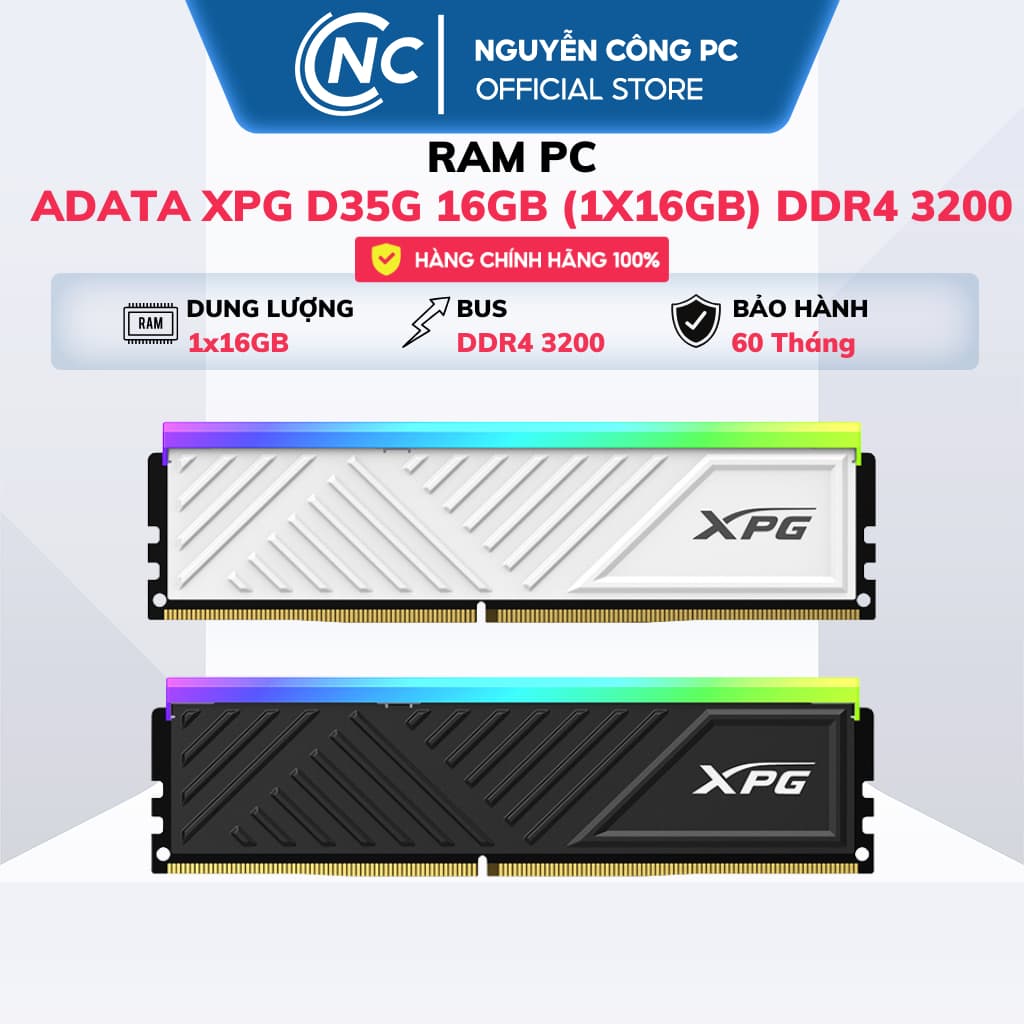 RAM Adata XPG Spectrix D35G RGB 16Gb  3200Mhz DDR4 - BH 60 Tháng