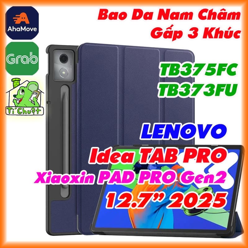 [Ảnh Thật] Bao Da MTB Lenovo Idea TAB PRO TB373FU/ Xiaoxin PAD PRO Gen2 12.7" 2025 Gen 2 TB375FC Lưng Cứng Gấp 3 Khúc