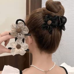 Kẹp Tóc Hoa Trà Thời Trang Đuôi Ngựa Vuốt Tóc Cho Nữ Cô Gái Ngọt Ngào Thời Trang - Tô Thị 5