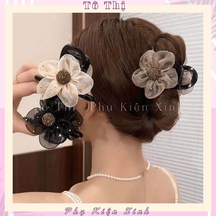 Kẹp Tóc Hoa Trà Thời Trang Đuôi Ngựa Vuốt Tóc Cho Nữ Cô Gái Ngọt Ngào Thời Trang - Tô Thị