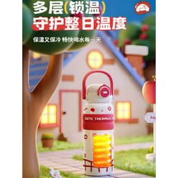 Bình giữ nhiệt CUTE THERMOS CUP hoạ tiết gấu và mèo bắt mắt , Cốc nước có quai xách và voi nhiều màu 9