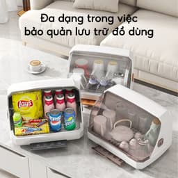Hộp Đựng Đa Năng Có Nắp Đậy Trong Suốt Ngăn Bụi Bẩn Ẩm Mốc Tiện Lợi Khay Úp Chén Bát, Giá Úp Cốc Ly 8