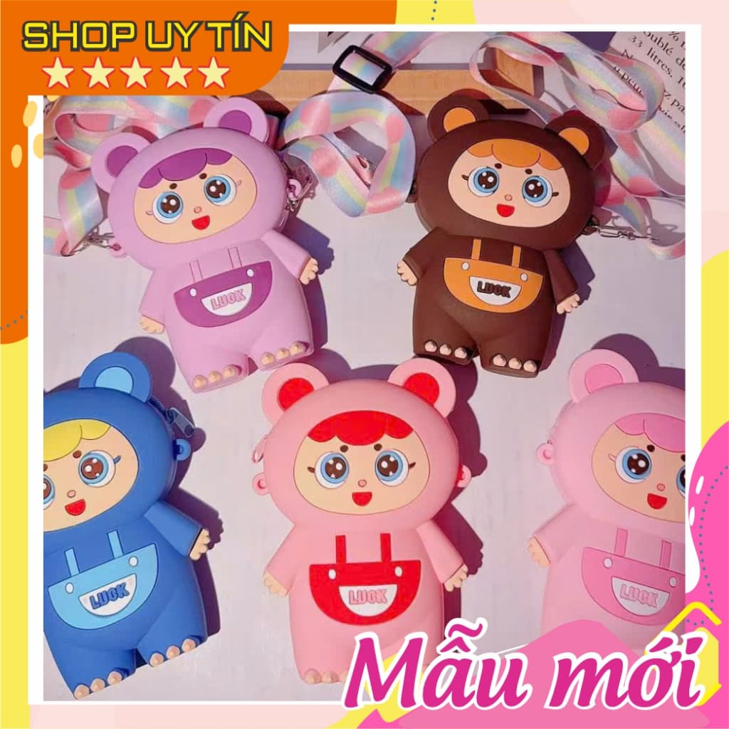 [Mới] Túi xách silicon đeo chéo cho bé đựng lì xì hình bé ba baby three