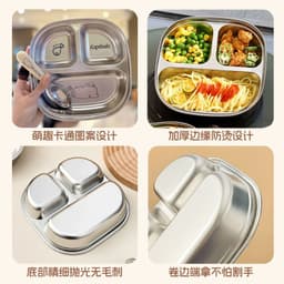 Khay inox 304 cho trẻ em - Đĩa ăn hoạt hình thép không gỉ, hộp cơm trưa di động cho gia đình và sinh viên. ( Miễn Ship ) 3