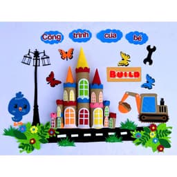 đồ trang trí mầm non steam, mô hình nhà trang trí lớp học cho bé 3