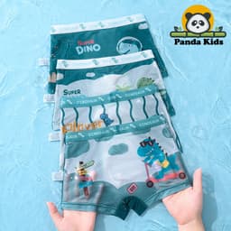 Combo 4 quần sịp đùi dạng lưới họa tiết Khủng Long Roar dễ thương quần lót bé trai thoáng khí chất thun lạnh Cherikids 4