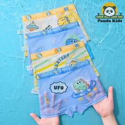 Combo 4 quần sịp đùi dạng lưới họa tiết Khủng Long Roar dễ thương quần lót bé trai thoáng khí chất thun lạnh Cherikids 8