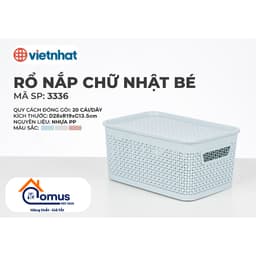 Giỏ Nhựa Chữ Nhật Có Nắp Đậy Việt Nhật Hokori 3336/37/38, Giỏ Đựng Quần Áo Bánh Kẹo Đồ Nhà Bếp 2