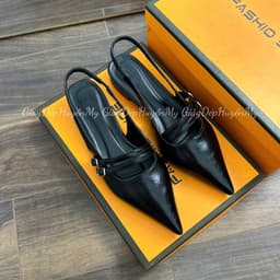 [ Giày Dép Huyền My ] Sục Nữ Mũi Nhọn Phối Khoá Chéo 2P Da Mềm Hàng Full Hộp (PH13) 6