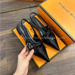 [ Giày Dép Huyền My ] Sục Nữ Mũi Nhọn Phối Khoá Chéo 2P Da Mềm Hàng Full Hộp (PH13) 7