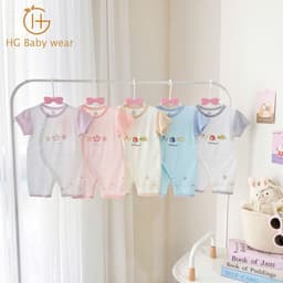 HG02 Body Cộc Liền Thân Sơ Sinh Chất Liệu Petit, Khuy Bấm Thoáng Mát Mùa Hè Cho Bé Trai, Bé Gái 3-9Kg 1