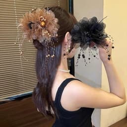 "Kẹp Tóc Nhựa Hoa Mẫu Đơn Thời Trang, Nơ Tóc Xinh Xắn Dành Cho Cô Gái" 2