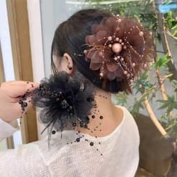 "Kẹp Tóc Nhựa Hoa Mẫu Đơn Thời Trang, Nơ Tóc Xinh Xắn Dành Cho Cô Gái" 3