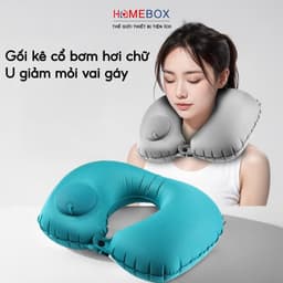 Gối Kẹp Cổ Bơm Hơi Du Lịch Dã Ngoại Gối Ngủ Văn Phòng Chữ U Chống Mỏi Vai Gáy Gấp Gọn Tiện Lợi 1