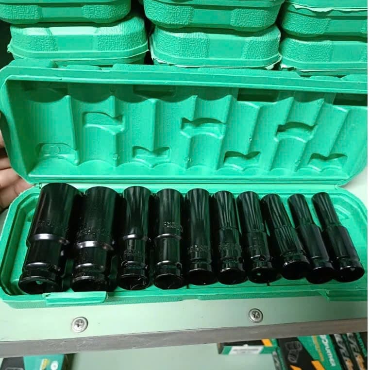 Bộ 10 đầu khẩu dài 1/2 từ 8-24 cường lực dùng cho máy siết bulong 1/2 hàng loại 1