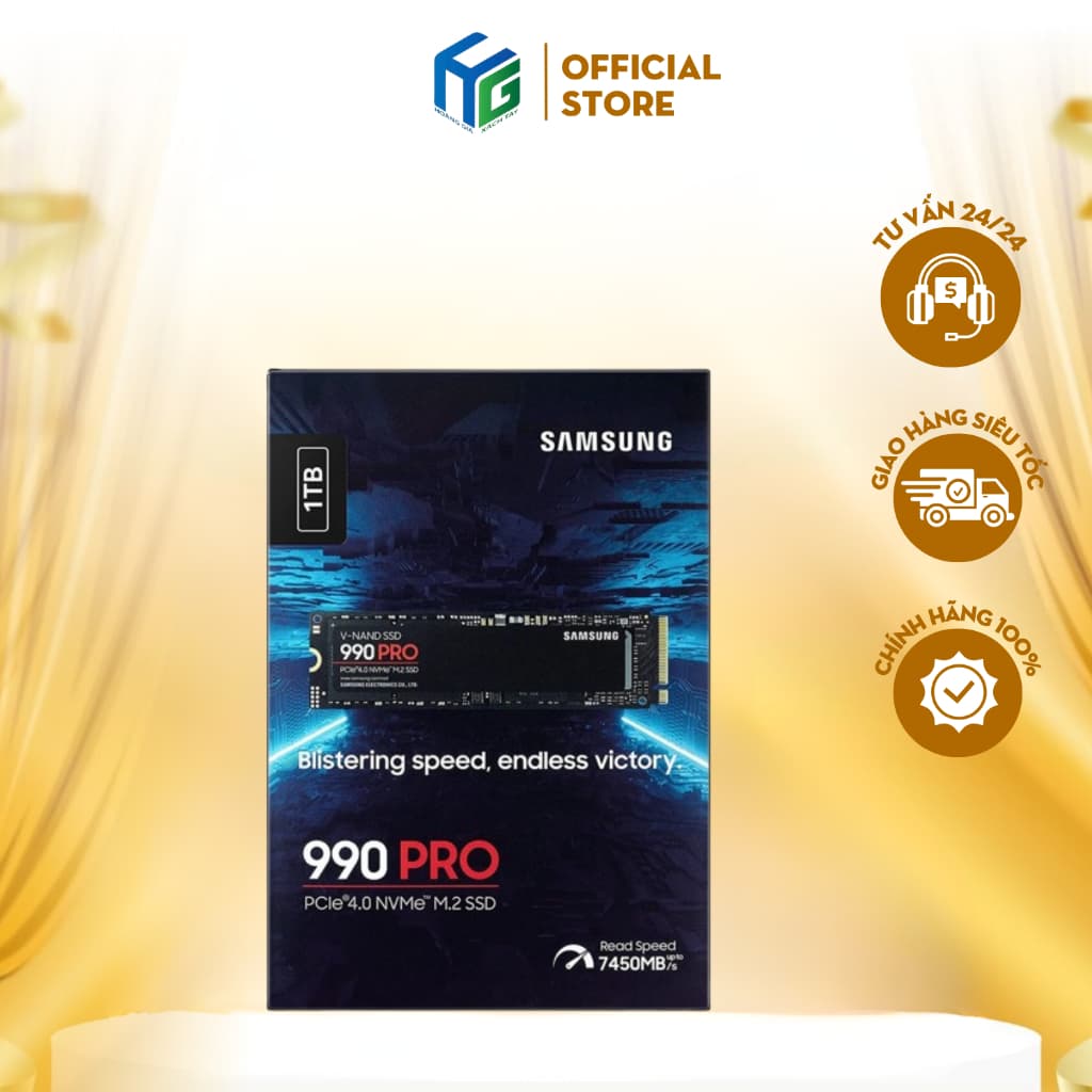 Ổ cứng SSD Samsung 990 PRO  New 100% seal PCIe Gen 4.0 x4 NVMe V-NAND M.2 2280 (MZ-V9P1T0BW) BH 12