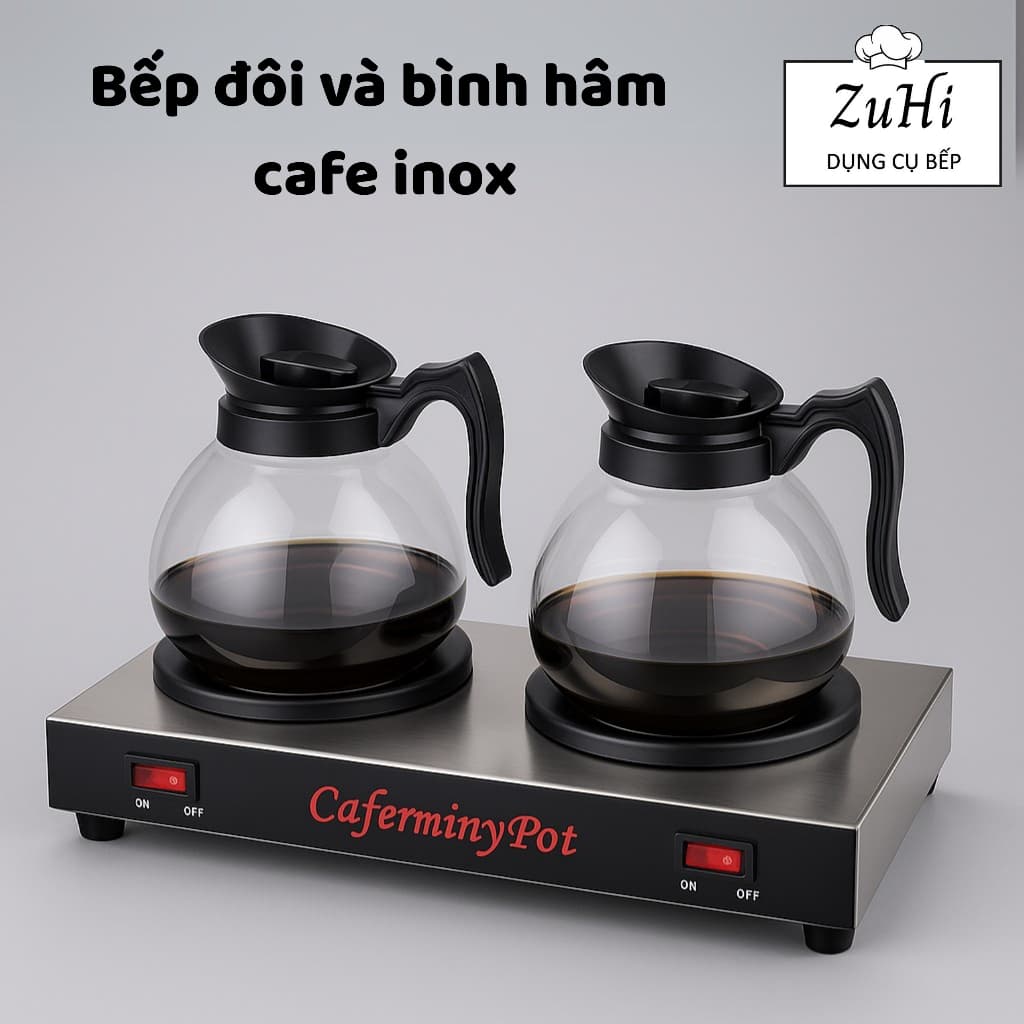 Bình hâm nóng trà, bình hâm cafe inox, bếp hâm nóng cà phê đôi nhiều mẫu hàng xịn giữ nhiệt tốt