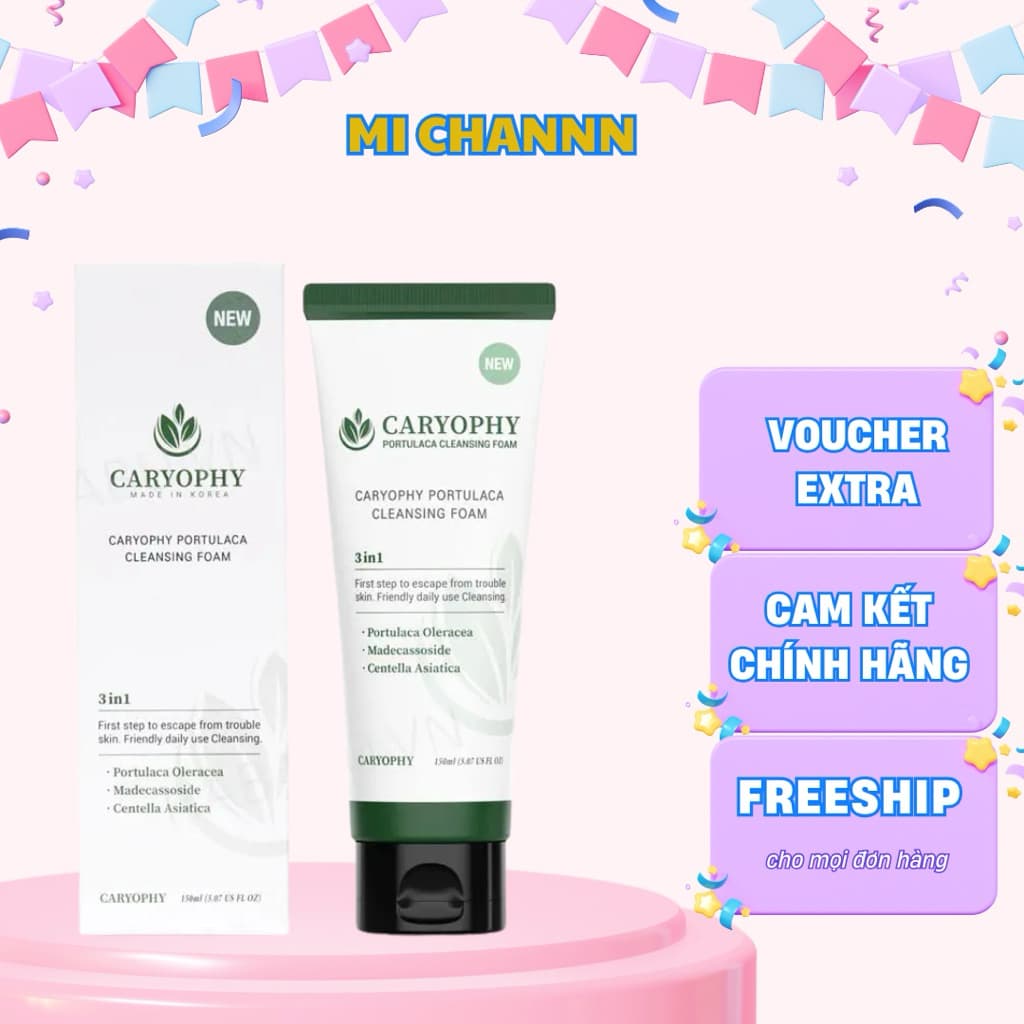 Sữa Rửa Mặt Giảm Mụn, Kiềm Dầu Caryophy Portulaca Foam Cleanser 150ml