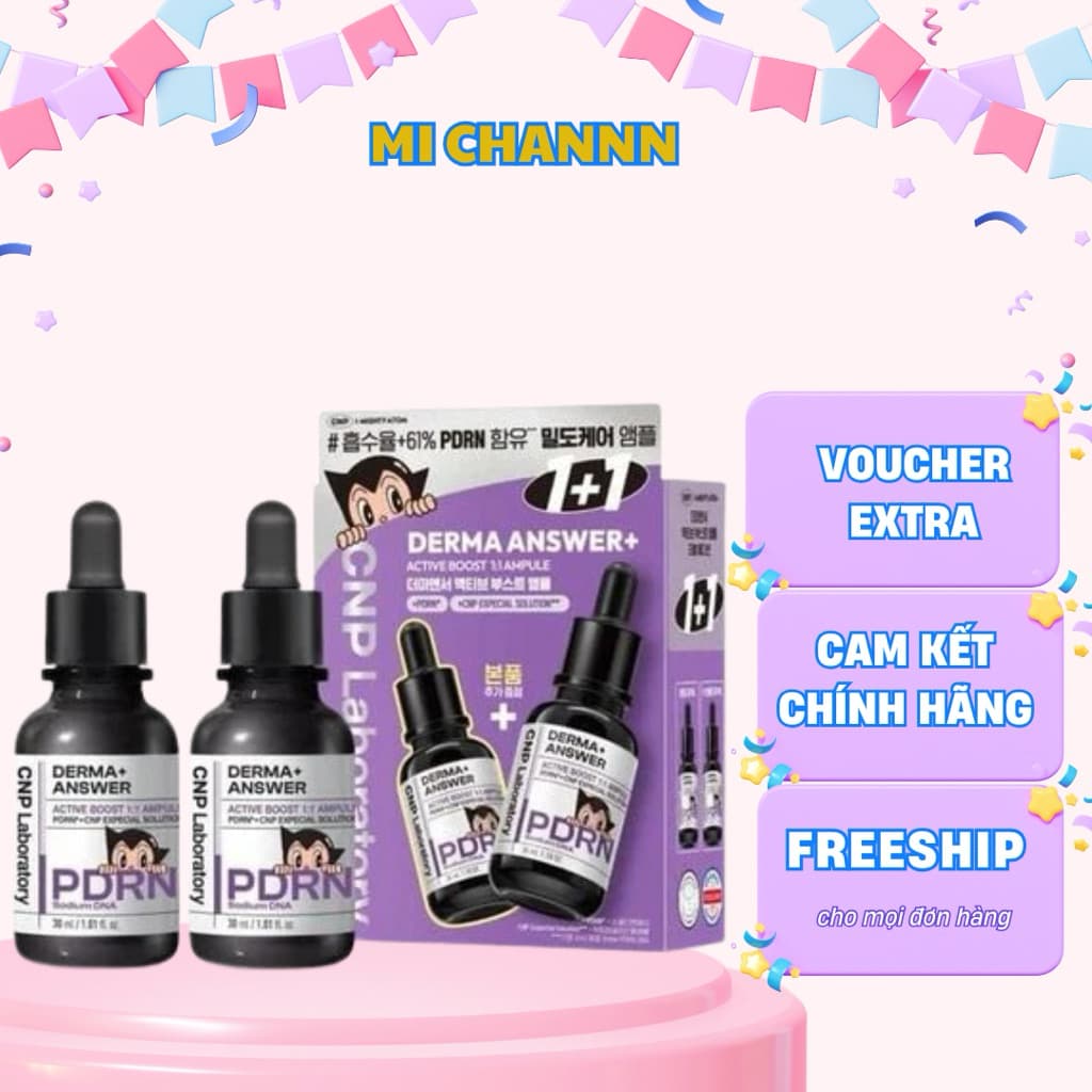 Tinh chất Tái Sinh Trẻ Hoá PDRN CNP Derma+ Answer Active Boost Ampule giúp tái tạo da, sáng da