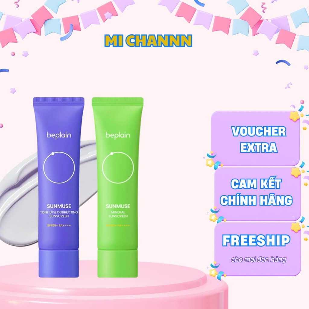 Kem Chống Nắng Beplain Sunmuse Filter SPF 50+ PA++++ Lai Nâng Tone & Hiệu Chỉnh Da 50ml Hàn Quốc