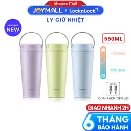 Ly Giữ Nhiệt LocknLock Bucket One Touch LHC3345 550ml, Hàng Chính Hãng, Quai Xách Tiện Lợi - JoyMall 1