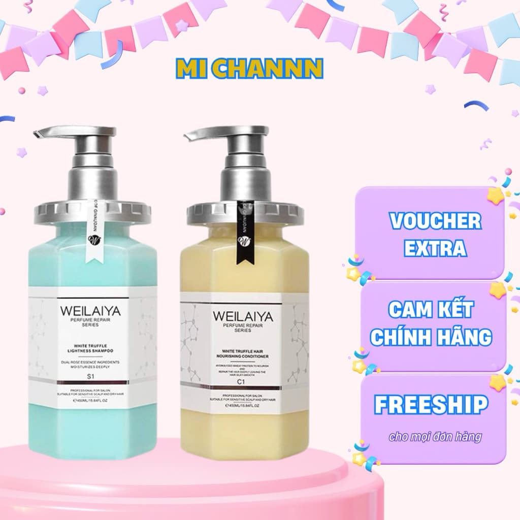 Combo Dầu gội, xả nấm Truffle Weilaiya 450ML, dầu gội đa tầng phục hồi cho tóc hư tổn