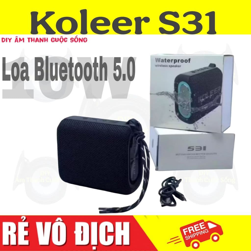 Loa Bluetooth 𝗞𝗢𝗟𝗘𝗘𝗥 𝗦𝟯𝟭 10W bass căng chống nước IPX7 Diy -