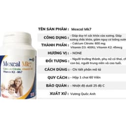 Mexcal Mk7, Ngừa Loãng Xương ở người lớn tuổi,Cho Bà Bầu.hỗ  trợ phát triển chiều cao (60 Viên)>> BUN BUN SHOP 20 2