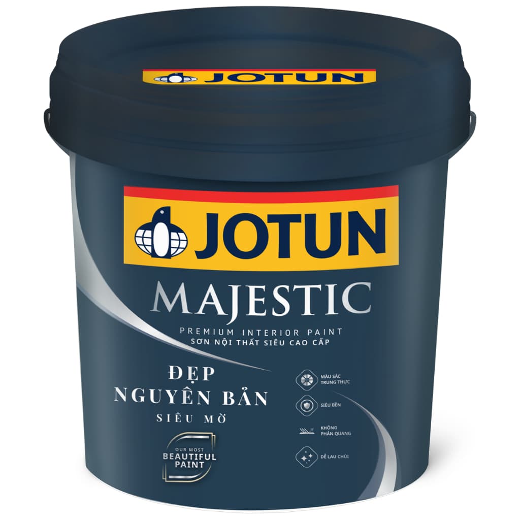 15L - Sơn phủ tường nội thất siêu cao cấp Jotun Majestic Đẹp nguyên bản - Siêu Mờ -