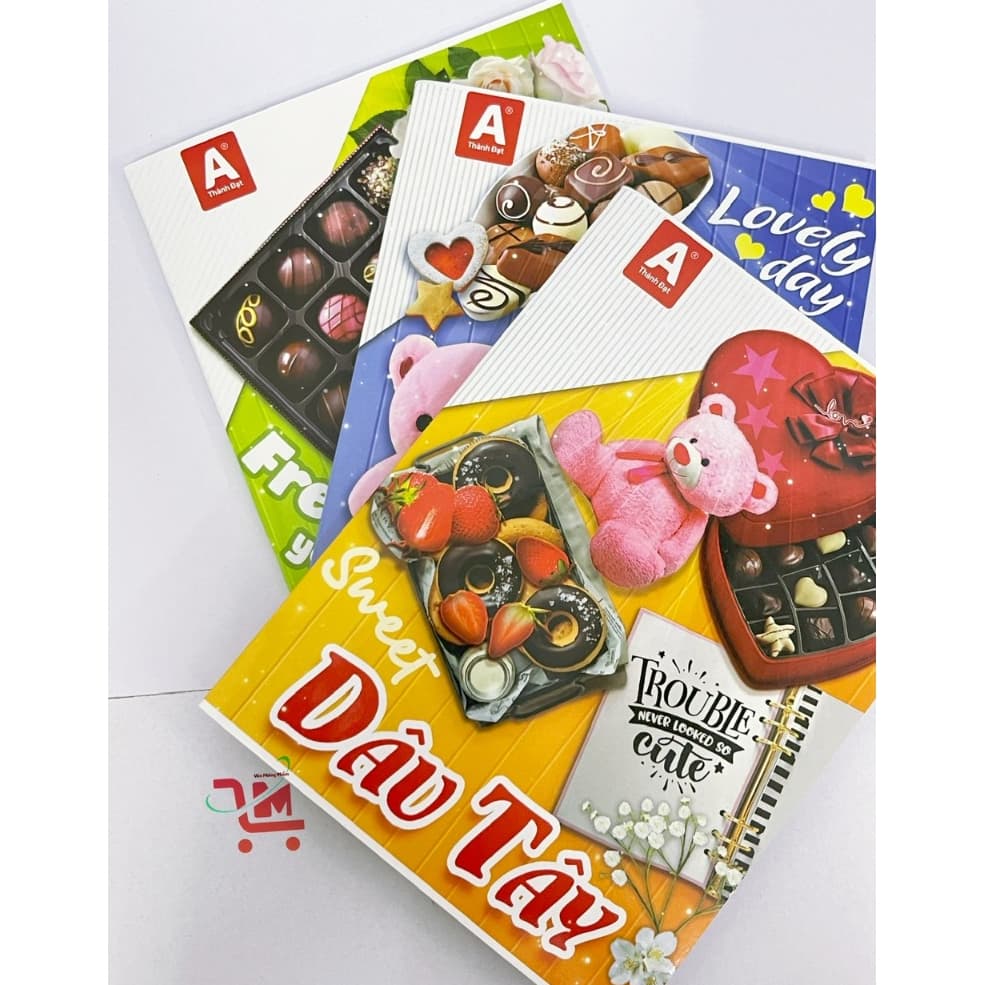 Lốc 5 Quyển Tập/Vở Thành Đạt, Mẫu Dâu Tây Định Lượng 60gr, 200 trang, Ô Ngang, Đảm Bảo Không Lem, Chất Lượng Tốt