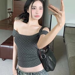 [COTTON MỊN L.1] ÁO TRỄ VAI CỘC TAY NỮ CHẤM BI TÔN DÁNG QUYẾN RŨ m672 1