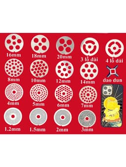 Phụ kiện thay thế MÁY ĐÙN THỊT 22 – 32 MẶT SÀNG VÀ DAO INOX NHIỀU KÍCH CỠ LỖ: 2MM – 3MM – 4MM.... 3