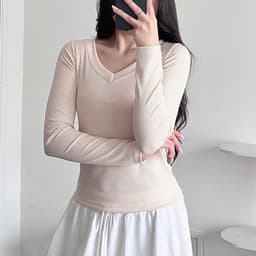 Áo Thun Nữ Dài Tay Cổ Tim vải tăm mịn mát tôn dáng m878 3