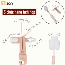 Cọ bình sữa, cọ xốp 5in1 Misan cao cấp tích hợp đa năng rửa bình cọ núm ti ống hút Goodbabyvn 5