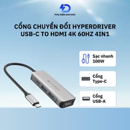 HUB chuyển đổi chính hãng HyperDriver 4 trong 1 chuyển type c sang hdmi 4k 1
