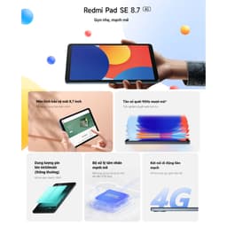 Máy Tính Bảng Xiaomi Redmi Pad SE 8.7 4G 4GB 128GB Chính Hãng BH 18 Tháng 6