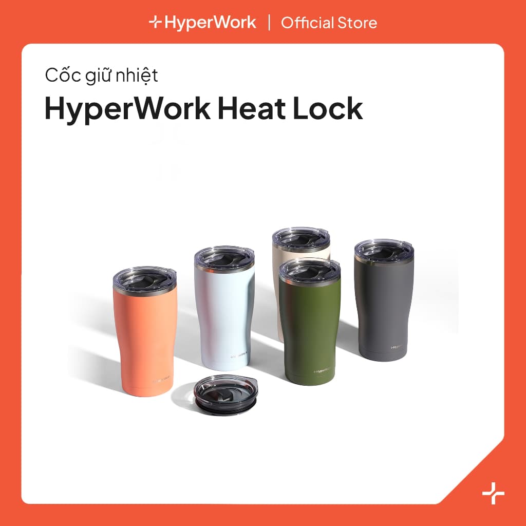 Cốc giữ nhiệt HyperWork Heat Lock TC01 ly giữ nhiệt inox có nắp, giữ nóng lạnh