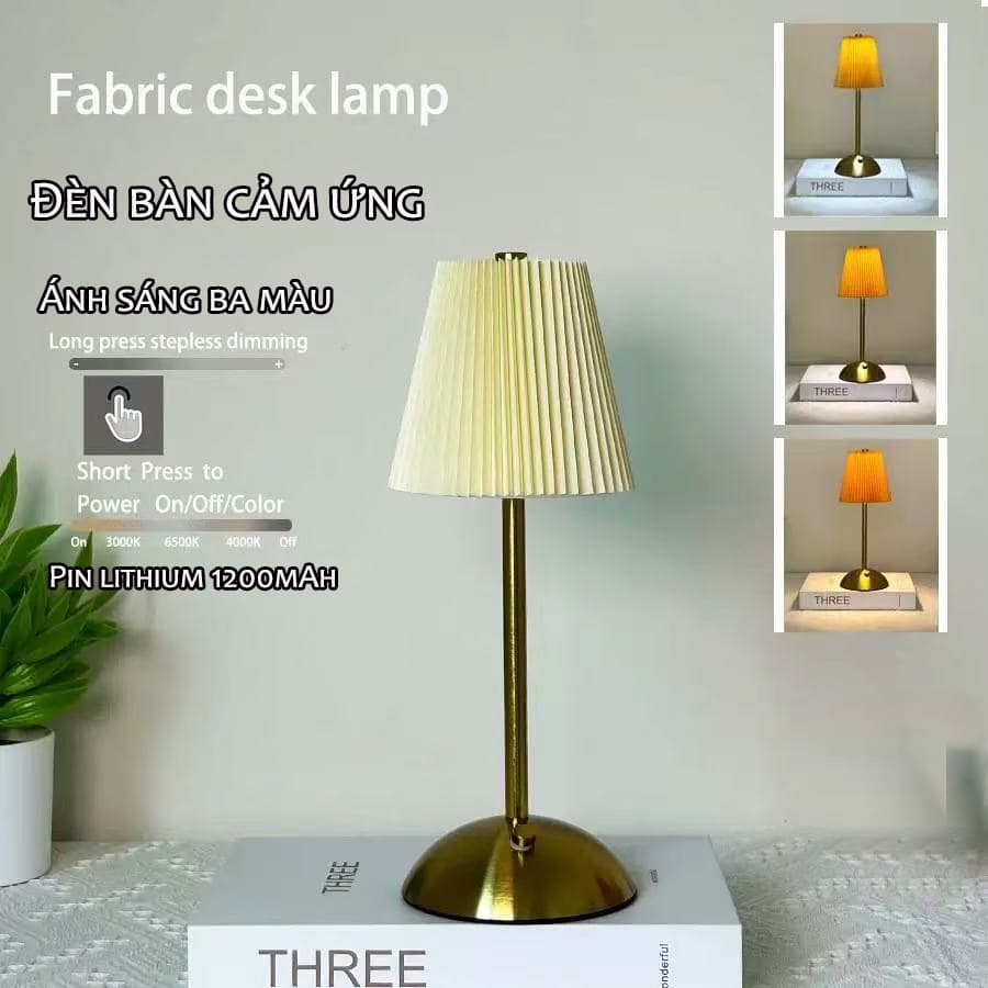 Đèn đọc sách phòng ngủ khách sạn quán cà phê đèn bàn bảo vệ mắt bằng vải LED cảm ứng ba màu