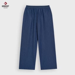[ẨN] Quần bò nữ GENVIET JEANS chất liệu cotton cao cấp dáng suông rộng cạp chun kẻ sọc 9012 3