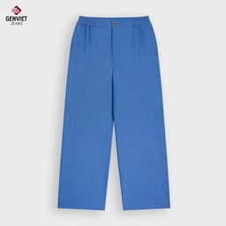 [ẨN] Quần bò nữ GENVIET JEANS chất liệu cotton cao cấp dáng suông rộng cạp chun kẻ sọc 9012 5
