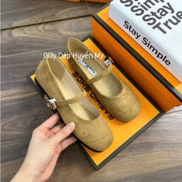 [ Giày Dép Huyền My ] Mary Jane Da Lộn Phối Khuy Hàng Cao Cấp Full Hộp (AH001) 3