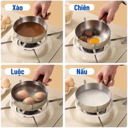 Nồi Mini Inox Cán Gỗ 14cm,Chống Bỏng ,Tay Cầm Chắc Chắn,Nấu Mì,Đun Sữa,Dùng Được Bếp Gas & Bếp Từ 2
