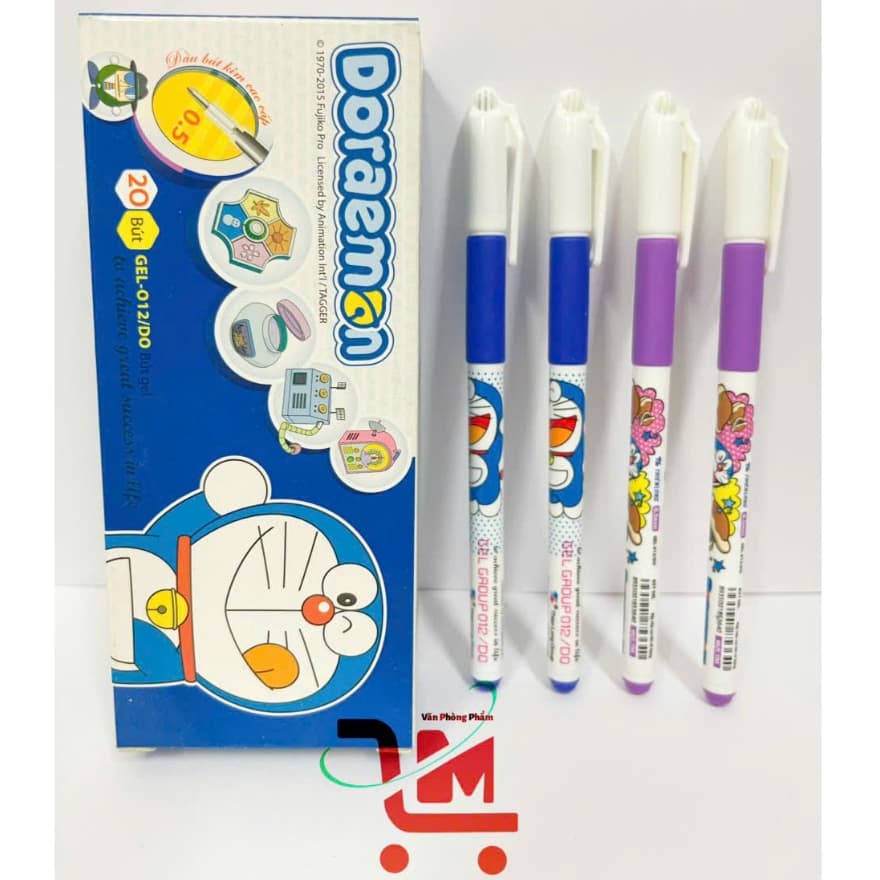 Hộp 20 Cây Bút Gel DORAEMON THIÊN LONG GEL-012/DO Mực Tím Tươi Sáng, Chất Lượng Tốt/Bút Thiên Long Chính Hãng