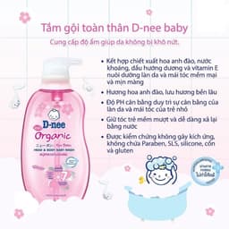 Sữa tắm gội Dnee organic cho bé 380ml, dịu nhẹ không cay mắt, an toàn cho da nhạy cảm 7