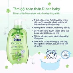 Sữa tắm gội Dnee organic cho bé 380ml, dịu nhẹ không cay mắt, an toàn cho da nhạy cảm 8