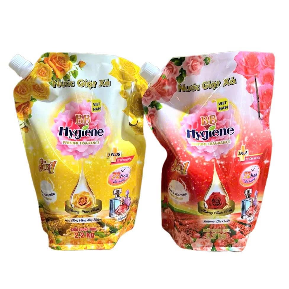 Combo 02 Túi nước giặt đậm đặc HyGienB Plus giặt sạch quần áo thơm hương nước hoa - Túi 2.2 Kg