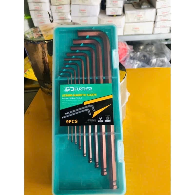 Bộ lục giác hộp Hiệu GoFuther 9 món Thép nâu siêu cứng (Hàng đẹp)