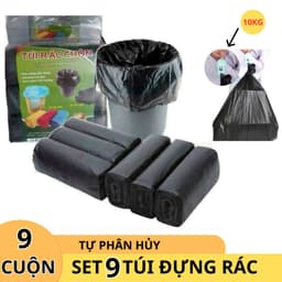 [Hot] Combo 9 Cuộn Túi Đựng Rác Siêu Dai Bảo vệ Môi Trường, Túi Đen Đựng Rác Tự Phân Hủy baby love 1